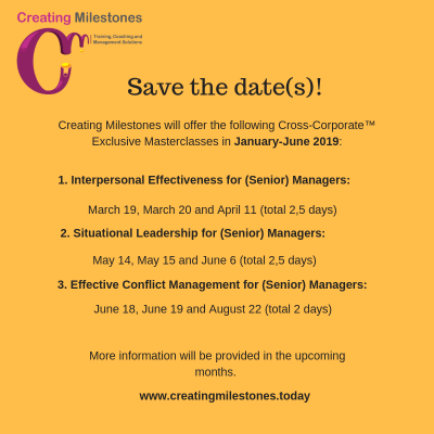 Training Schedule Masterclasses January-June 2019
