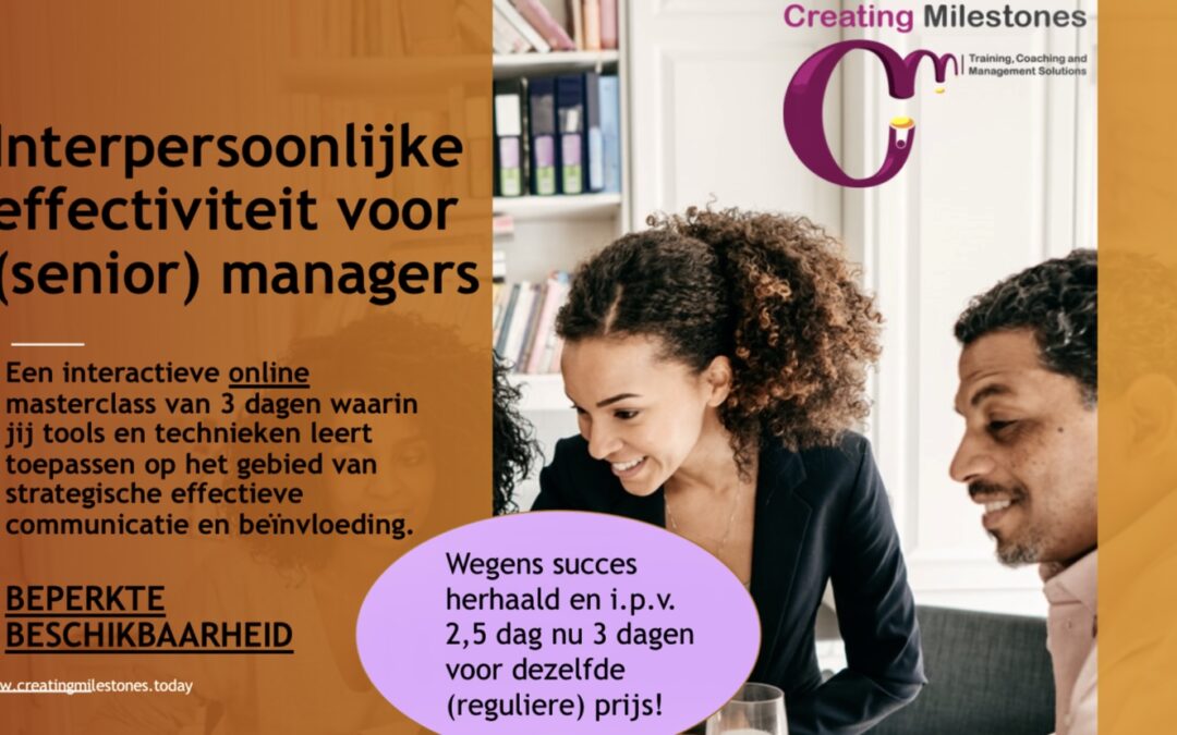 Online Masterclass (Dutch) Interpersonal Effectiveness for (senior) managers