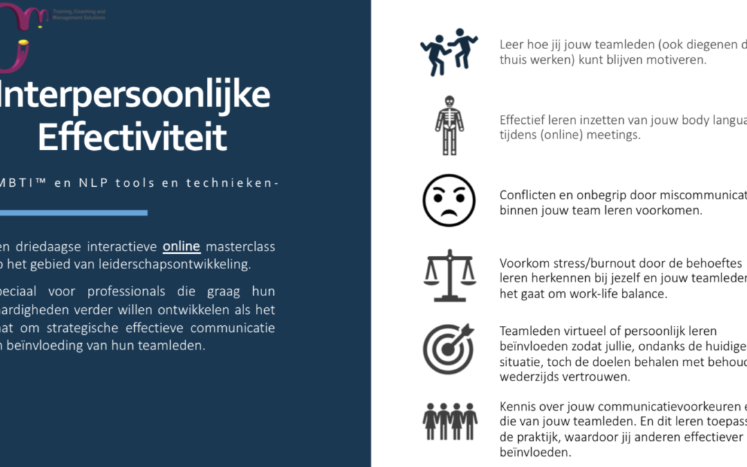 Online Masterclass (Dutch) Interpersonal Effectiveness