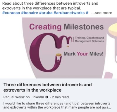Article LinkedIn (Three differences introverts-extraverts)
