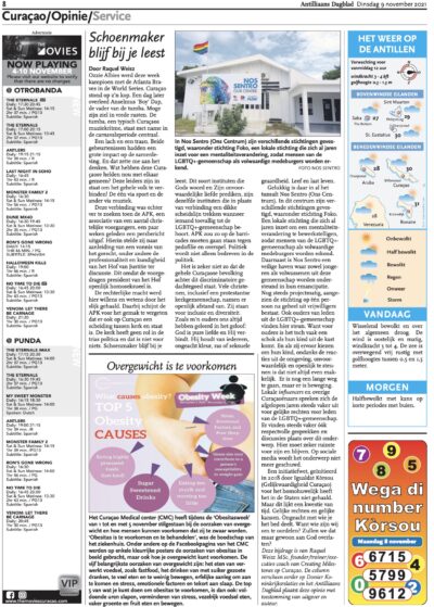 Column published in newspaper (Antilliaans Dagblad)