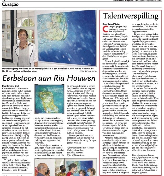 Column published in newspaper (Antilliaans Dagblad)